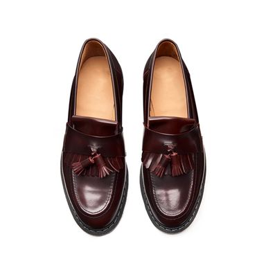 G Burgundy Rub Off Tassel Loafer