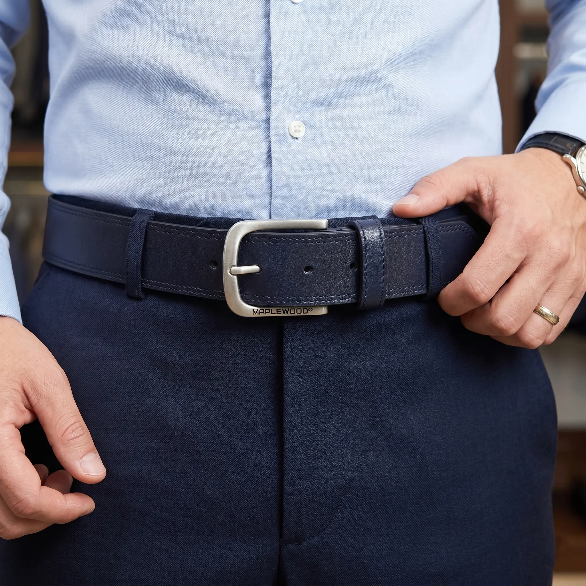 Double Stitching Men'S Belt
