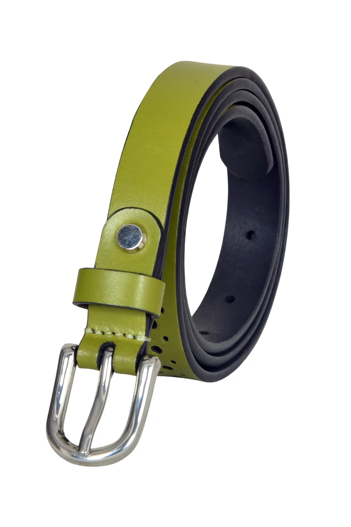 Women'S Slim Perforated Leather Belt